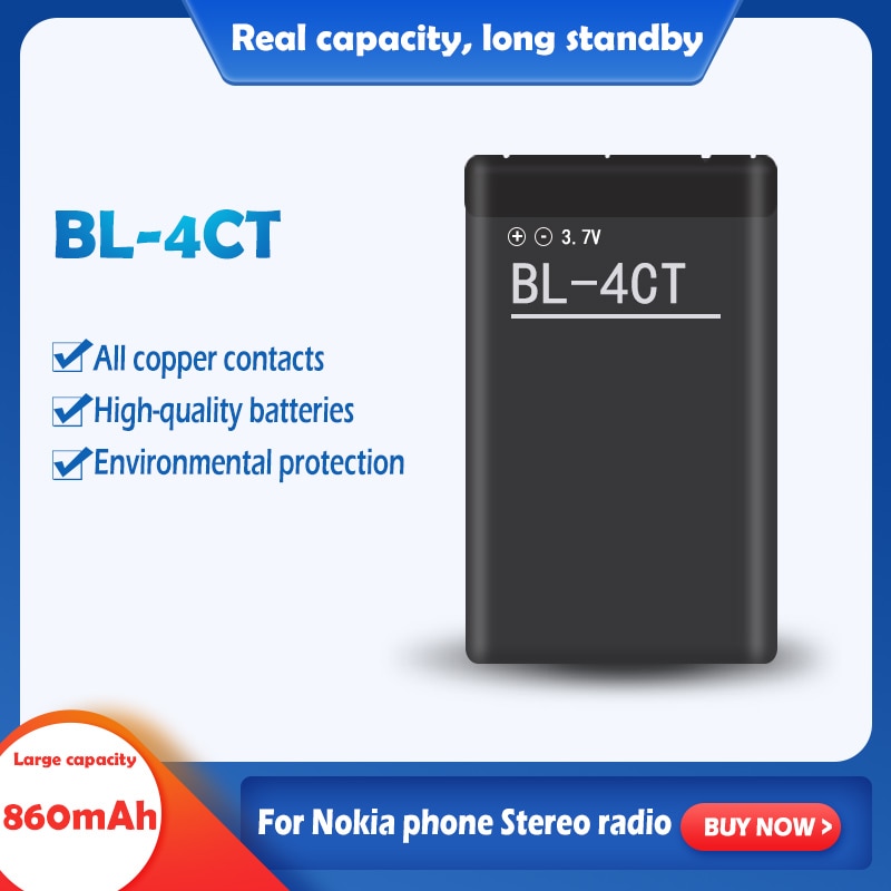 3,7 V 860mAh de litio de la batería de Li-Ion BL-4CT BL4CT BL 4CT para Nokia 7210S 7310C 6700S 7230 X3 X3-00 2720A 3720 de 6702 5300XM 6730C