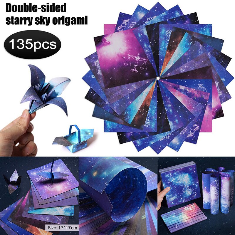 Good Healthy Origami Paper Double Sided Night Sky Handcrafts Paper for Kids 135pcs 17X17cm for Arts and Crafts Projects