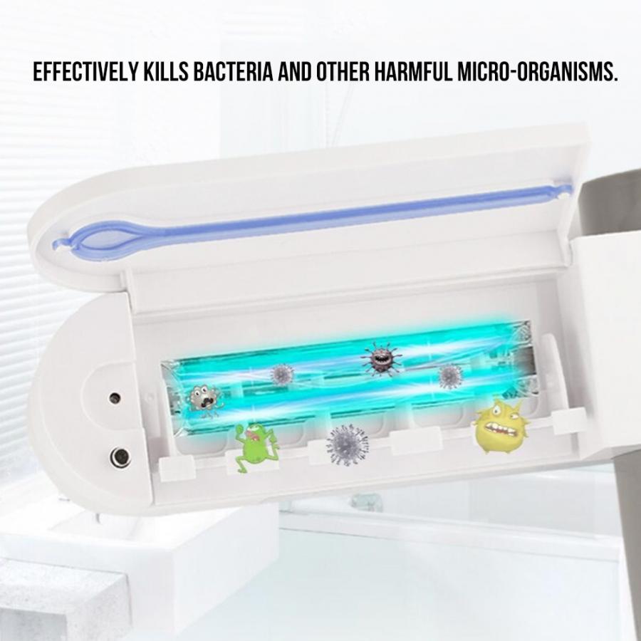 Wall Mounted 2 in 1 UV Light Ultraviolet Toothbrush Automatic Toothpaste Dispenser Sterilizer Toothbrush Holder Cleaner