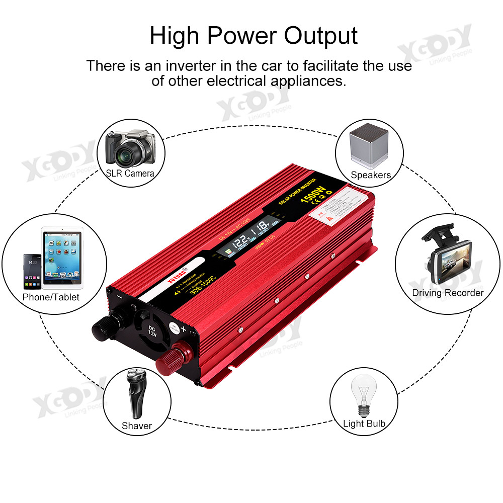 Xuyuan 1500w onduleur voiture convertisseur de puissance Inversor 12 V 110 V pour voiture ménage bricolage 1500w 1000w 600w onduleur Us adaptateur