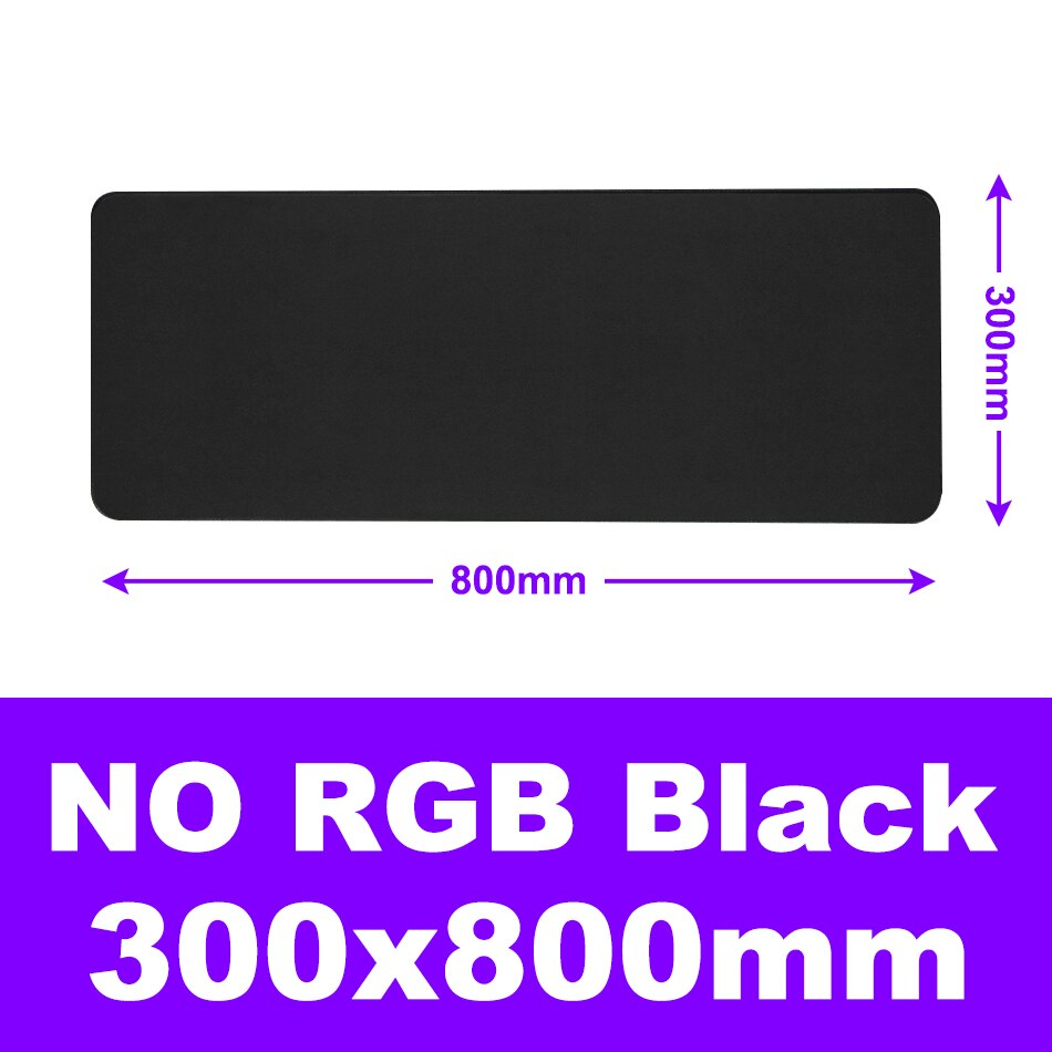 Black RGB Mouse Pad LED Gamer Mousepad Large Keyboard Pad XXL Mouse Carpet Full Desk Mat Gaming Accessories with Backlit 90x40cm: Black 300X800