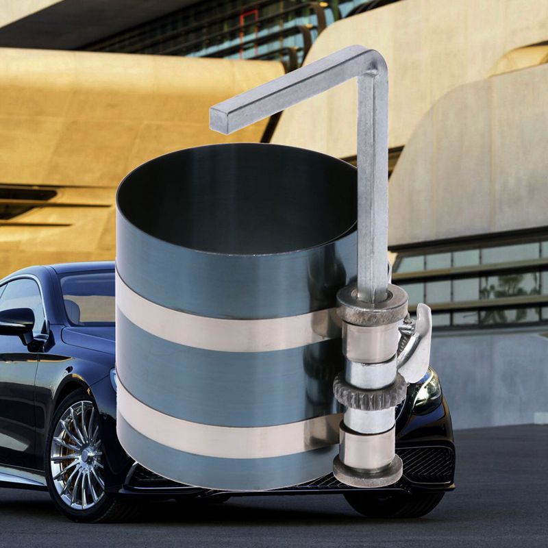 4 inch 53-175mm Steel Car Engine Piston Ring Compressor Tool Installer Band Ratcheting with L Socket Head Hex Wrench