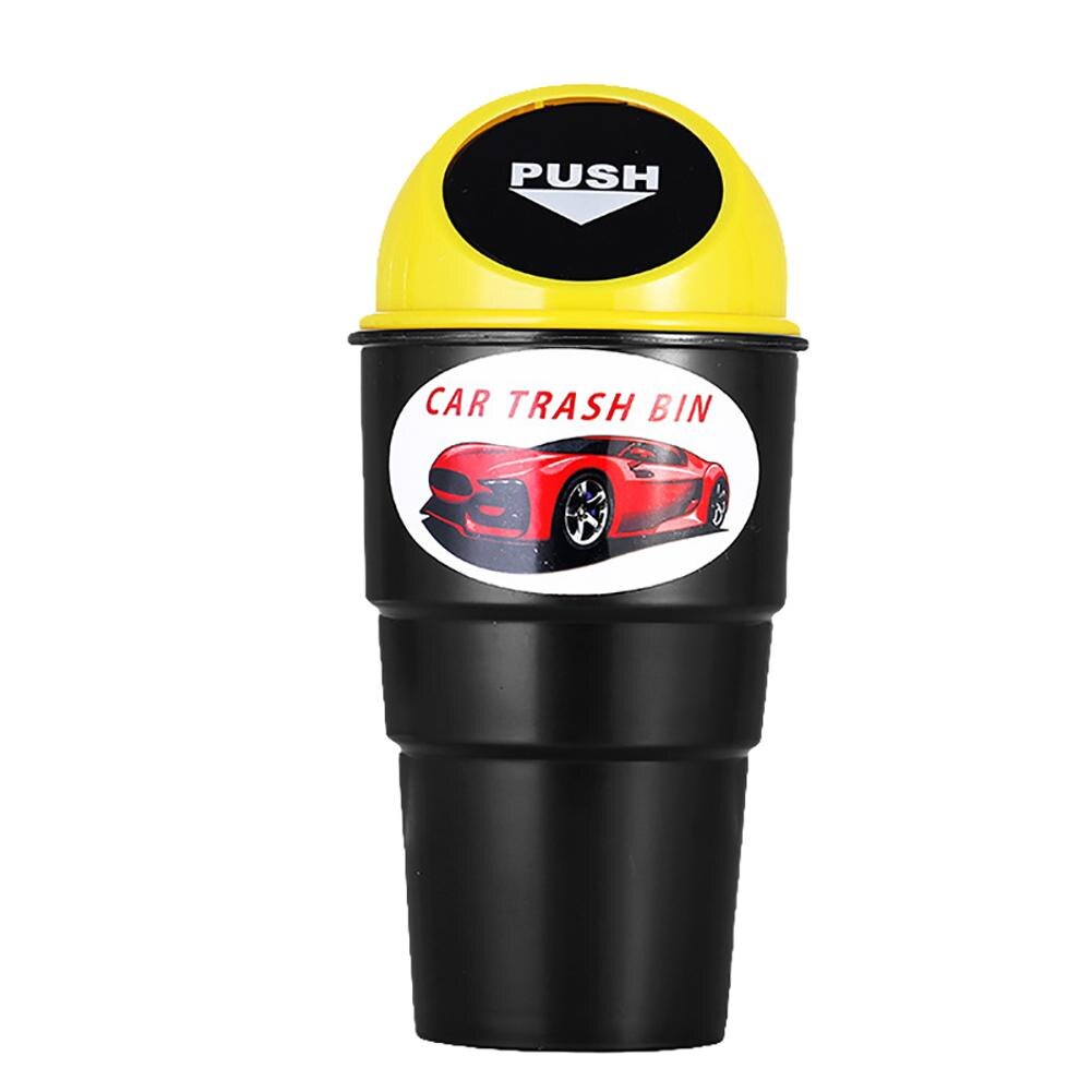 Mini Multi-functional Car Vehicles Trash Bin Rubbish Garbage Can Storage Box: Yellow