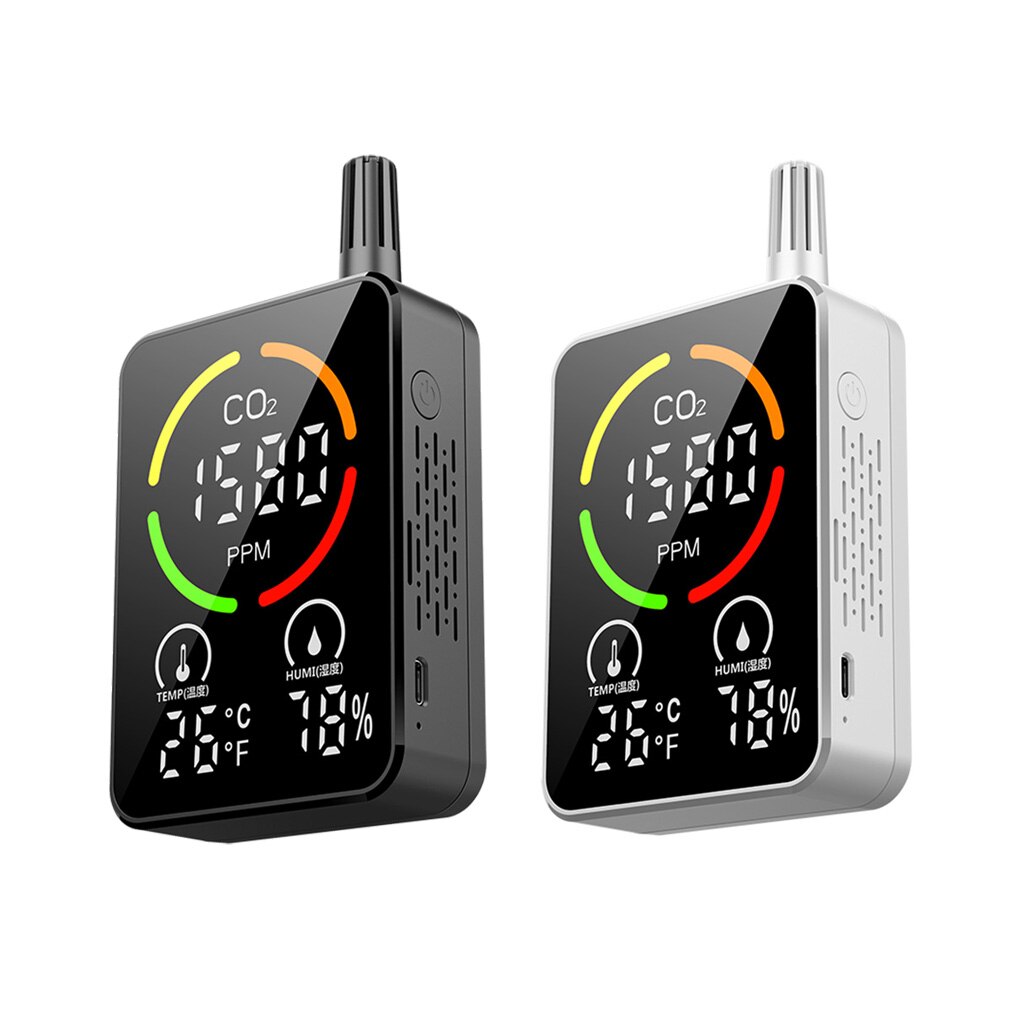 Carbon Dioxide CO2 Detector Monitor Meter Tester Sensor Temperature Humidity Indoor NDIR Air IAQ Portable