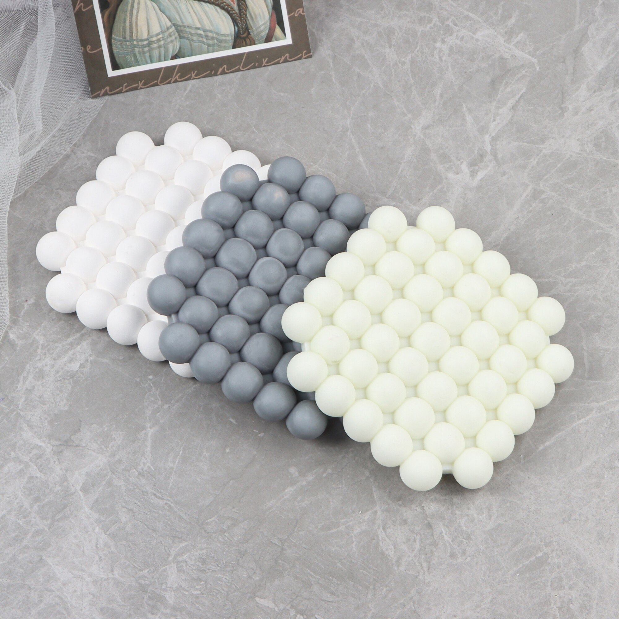 Beton bakke form cement kugle bakke placeringer silikone form coaster duftende lys bakke silikone forme dekoration