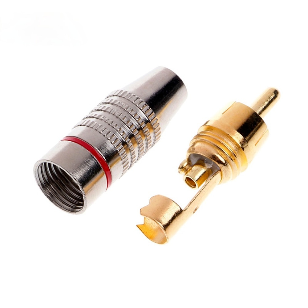 Gold Plated RCA Male Plug RCA Plug Video Locking Cable Connector for Coaxial Cable Balck Red