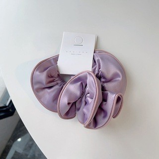Coleteros grandes Satain de doble tela de seda satinada de estilo coreano, accesorios para el cabello para mujeres, bandas elásticas de alta gama para niñas: Plata