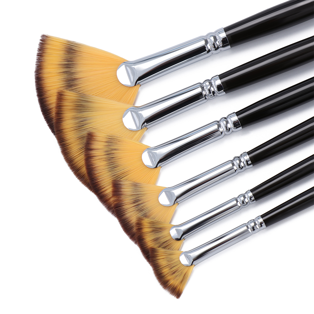 1Pc Nylon Hair Fan Brush Pen Wooden Handle Acrylic Water Oil Painting Artist Brush Oil Painting Drawing Crafts