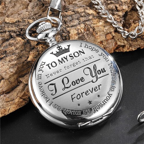 Beste Aan Mijn Zoon I Love U Zoon Meisjes Jongens Aanwezig Luxe Gold Steampunk Zakhorloge FOB Ketting Voor ketting Hanger Watche: B