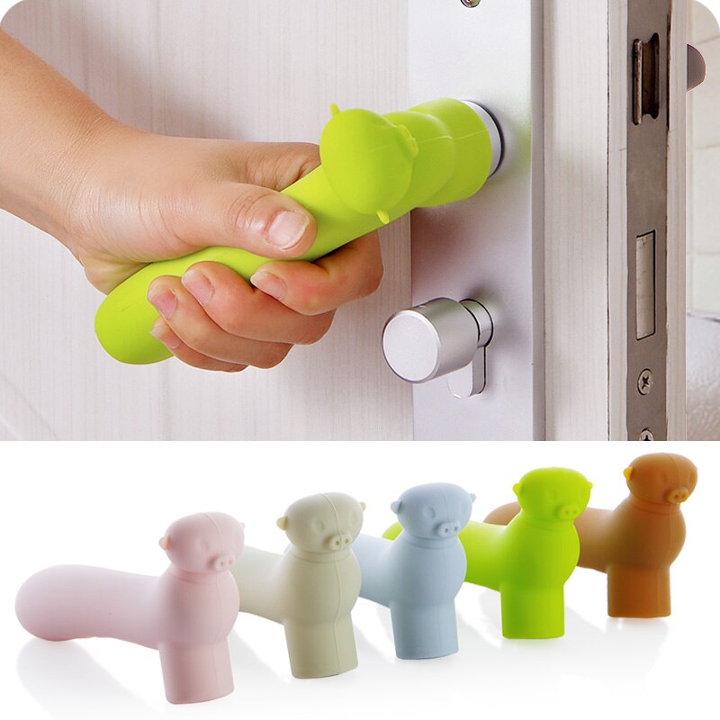 6 Pcs/Lot Cartoon Pig Anti-collision Silicone Door Knob Covers Handle Sleeve Gloves Protector For Living Room Household Bedroom