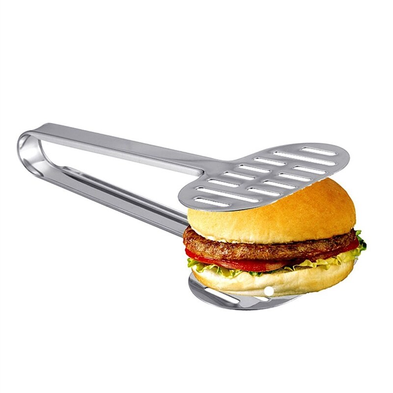 Stainless Steel Turner Tongs Kitchen Double Spatula Bread and Burger Tongs for Cooking Food-Barbecue Clamp Buffet Pliers