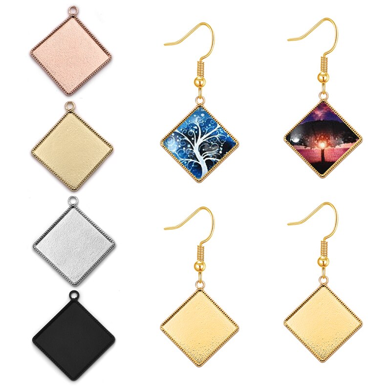 Base de cabujón cuadrado de 20mm, 10/16 Uds., ajustes de Cameo, bandeja con bisel, Charms, colgante, bandeja en blanco para DIY, pendientes, collar, fabricación de joyas