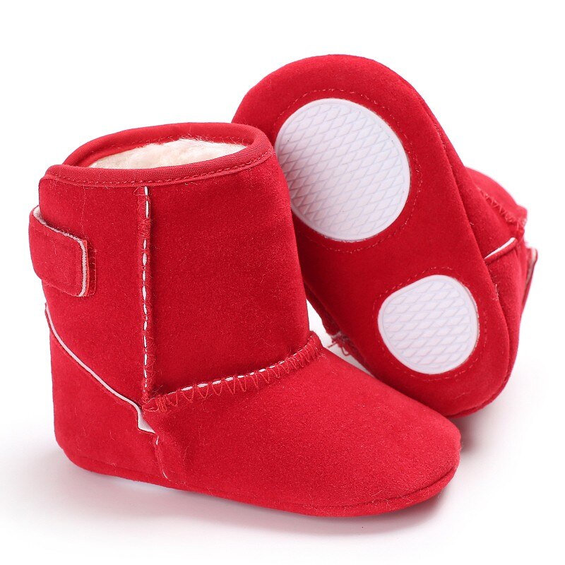 Baby Meisje schoenen Klassieke Herfst Winter Pluche Dikke Warme Snowboots Kids Eenvoudige Stijl Effen Kinderen Schoenen: red / 2