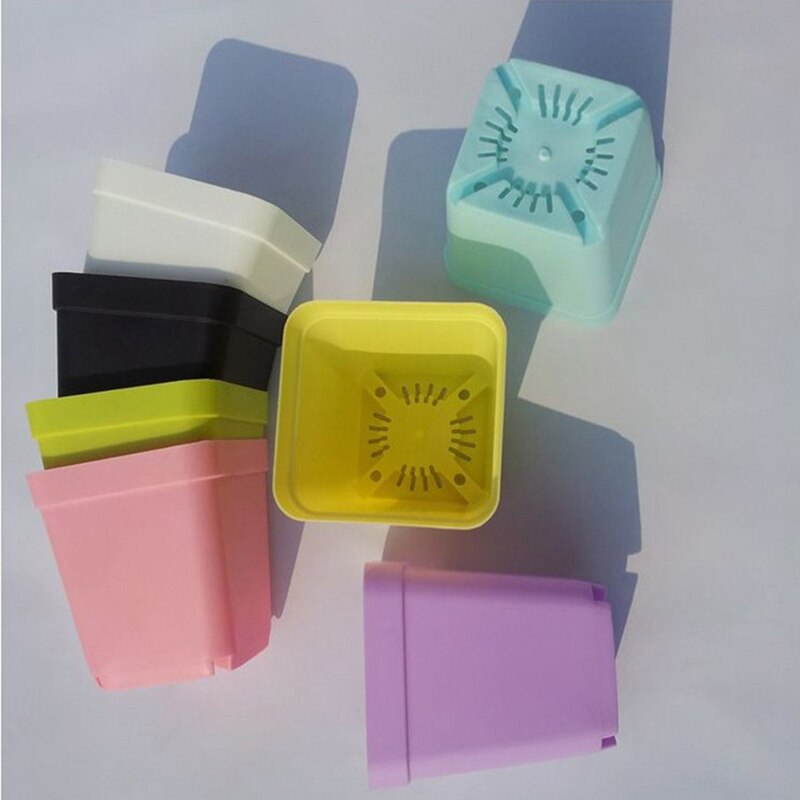 10pcs/lot Random Color Flower Pots Pot Trays,Plastic Pots,Small Square Pots