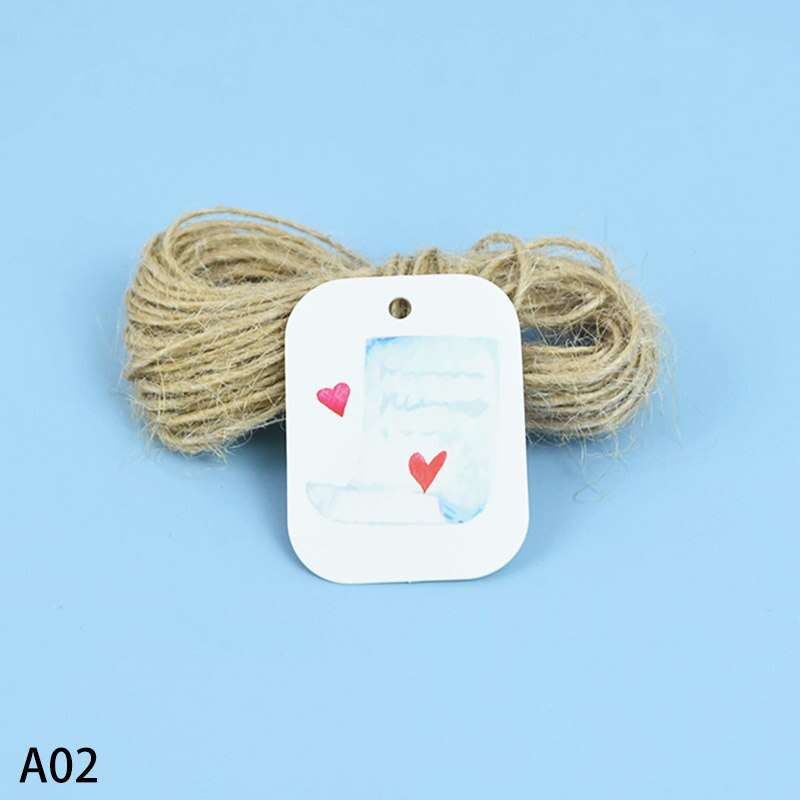 50 st vackra blommor papper taggar med hamp rep valentines bröllop äktenskap etiketter paket diy fest dekoration hängande tagg: A02