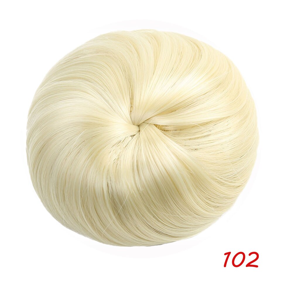 Meifan syntetisk glat hår elastisk chignon hårstykke snoretræk donut gummibånd chignon bolle klip i hår extensions: 102