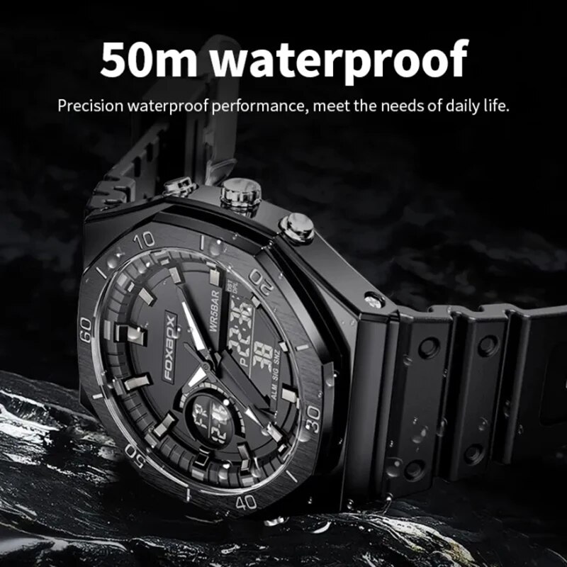 dual display uhren für männer casual sport chronograph quarz großes zifferblatt armbanduhr silikon wasserdicht digitaluhr