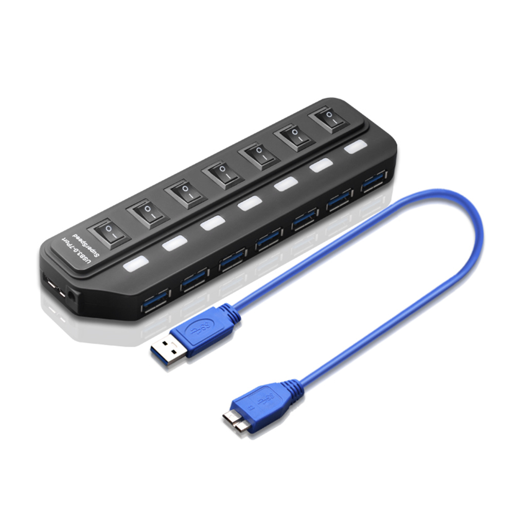 Usb 3.0 Hub 2.0 Hub Multi Usb Splitter 4/7 Poort Expander Meerdere Usb 3 Hab Gebruik Power Adapter USB3.0 Hub met Schakelaar Voor Pc