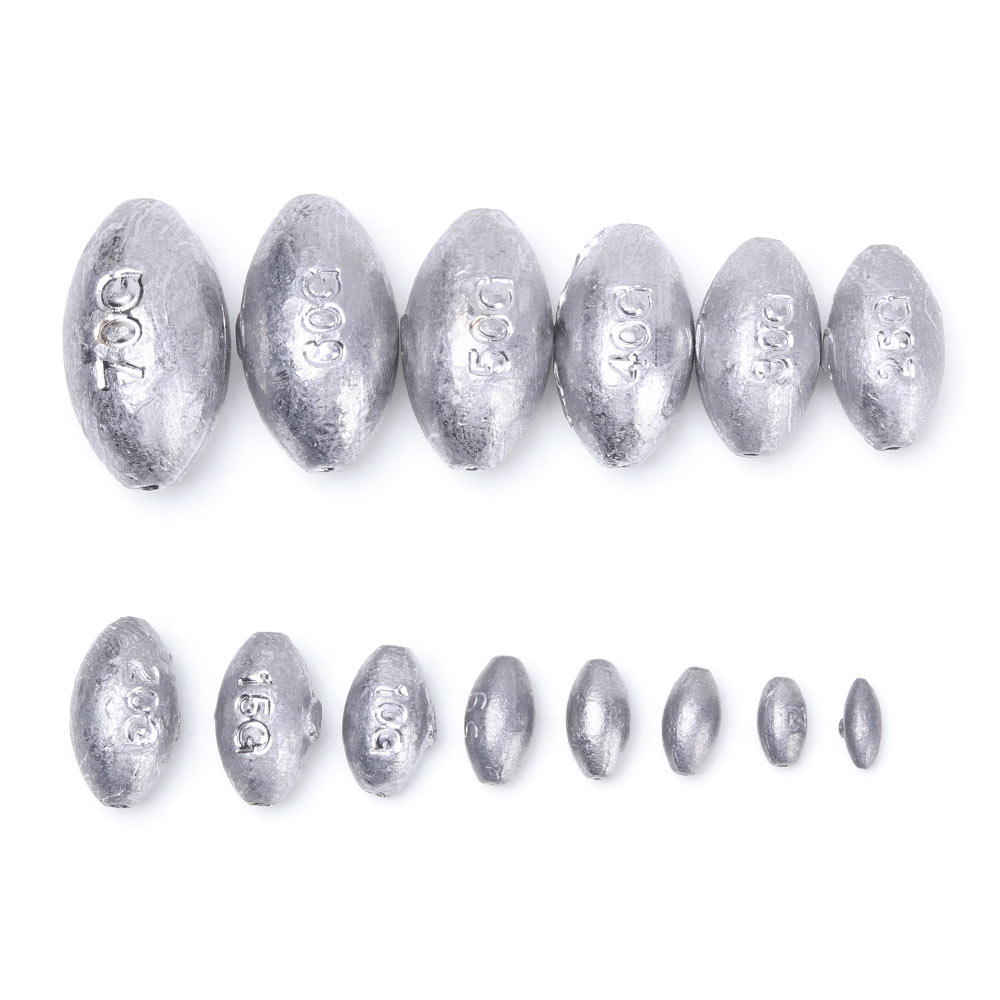 5/10 pièces matériel de pêche plomb en forme d'olive plombs creux leurre plombs 1g/2g/3g/4g/5g/10g/15g/20g/25g/30g/40g/50g/60g/70g