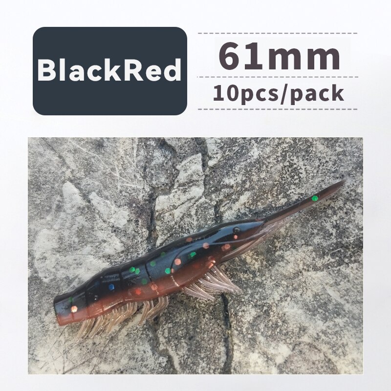 ANKIKEDI-Señuelo de Pesca de Silicona Blanda Similar a una Gamba, Cebo para Pescar Lubina, Carpa o Lucio, Ideal para Usar desde Roca: BlackRed