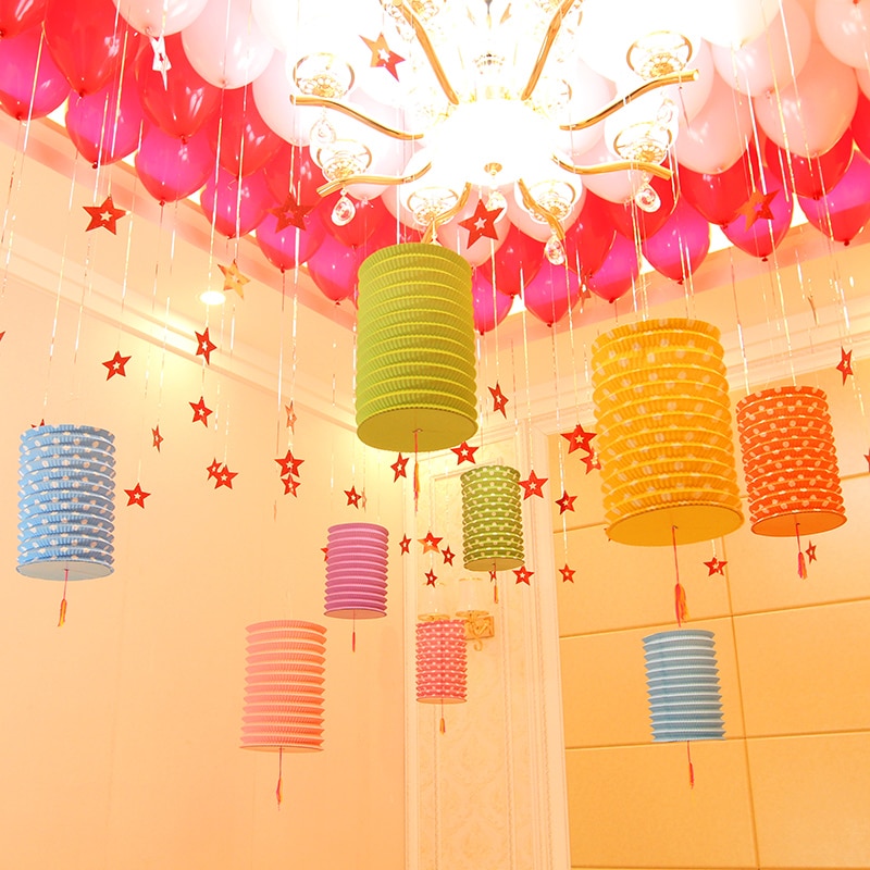 Farolillos de papel cilíndricos nuevos 1 pieza para niños, decoración para de cumpleaños DIY, decoración romántica para hogar, decoración para de boda, faroles