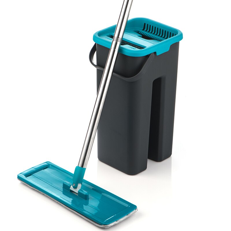 Serpillière de nettoyage de sol humide et sec avec tampons en microfibre, ensemble de seaux et serpillères réutilisables, pour parquet, stratifié, carrelage en vinyle