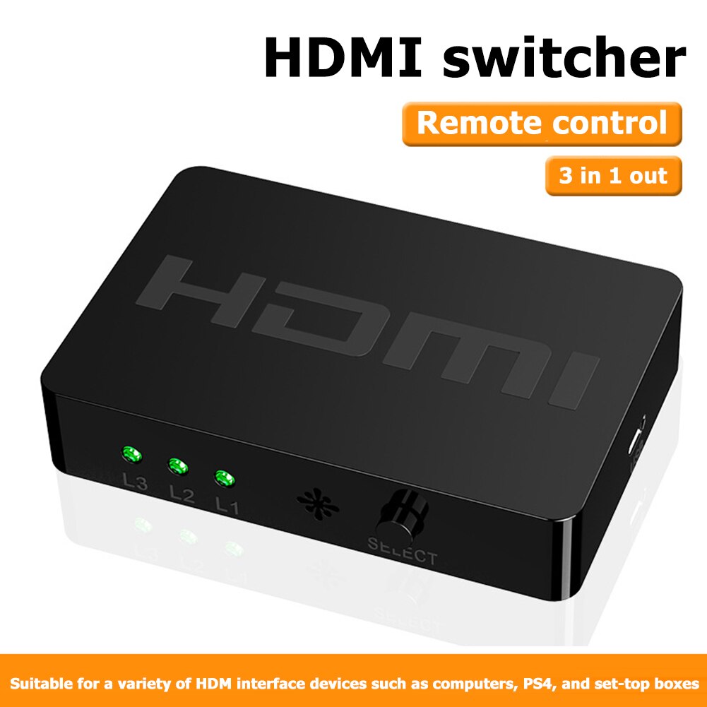 3 Port 1080P Hdmi Switcher Plug Play Handig Bedienen 3X1 Hdmi Splitter Met Afstandsbediening Voor PS4 Tv Box