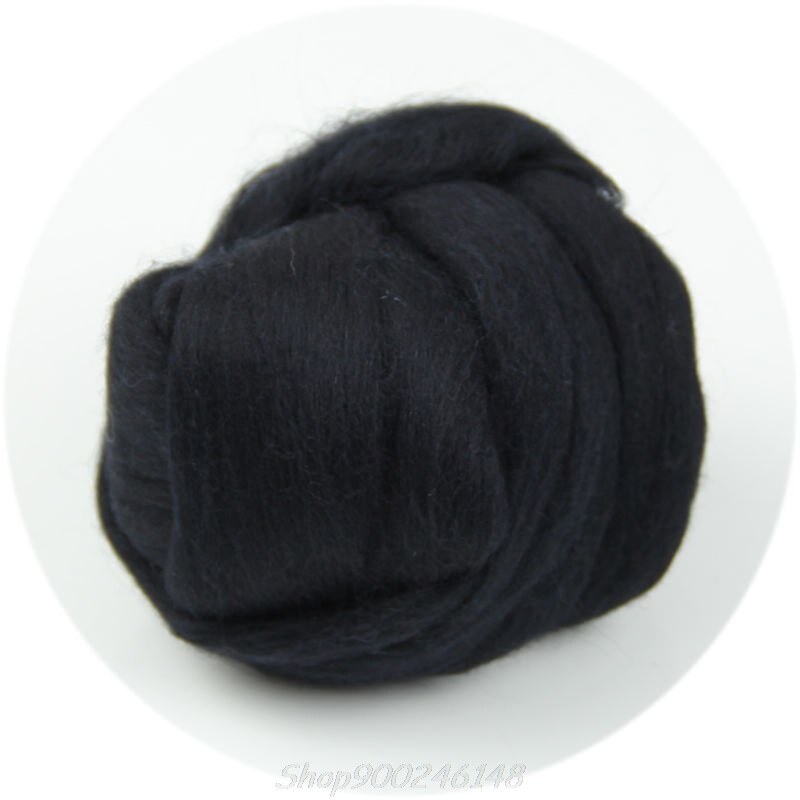 Mode Wol Corriedale Needlefelting Top Zwervende Geverfd Spinning Nat Vilten Fiber D08F: BK