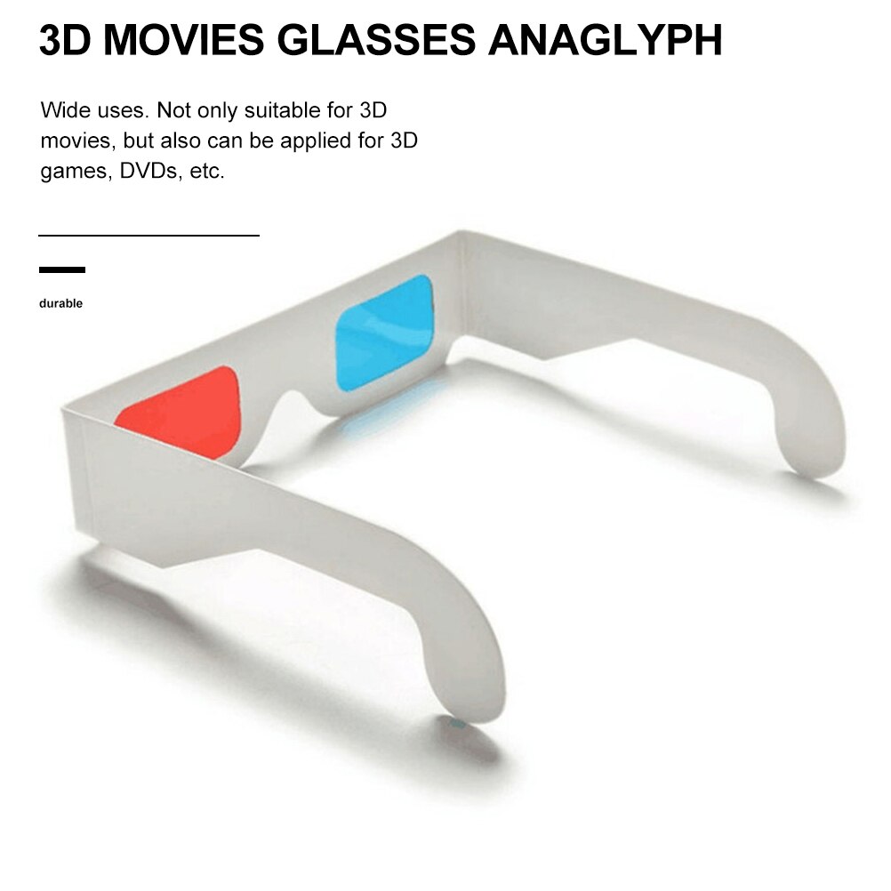 50 Stuks Universele Papier Anaglyph 3D Bril Papier 3D Bril Bekijken Anaglyph Rood/Blauw 3D Glas Voor Movie Video kaart