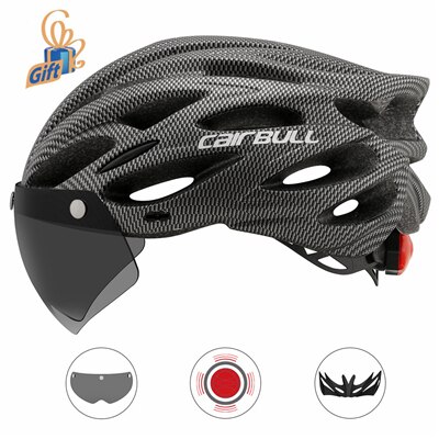 Stylish Cycling Helmets Triathlon Safe Taillight Helmet with Magnetic Goggles MTB Race Road Bike Bicycle Helmet Casco Ciclismo: Deep Gray
