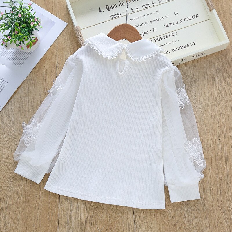 Aangekomen Lente Herfst Kinderen Kleding Chiffon Shirt Solid Kids Studenten Meisjes Kleding 2-12year
