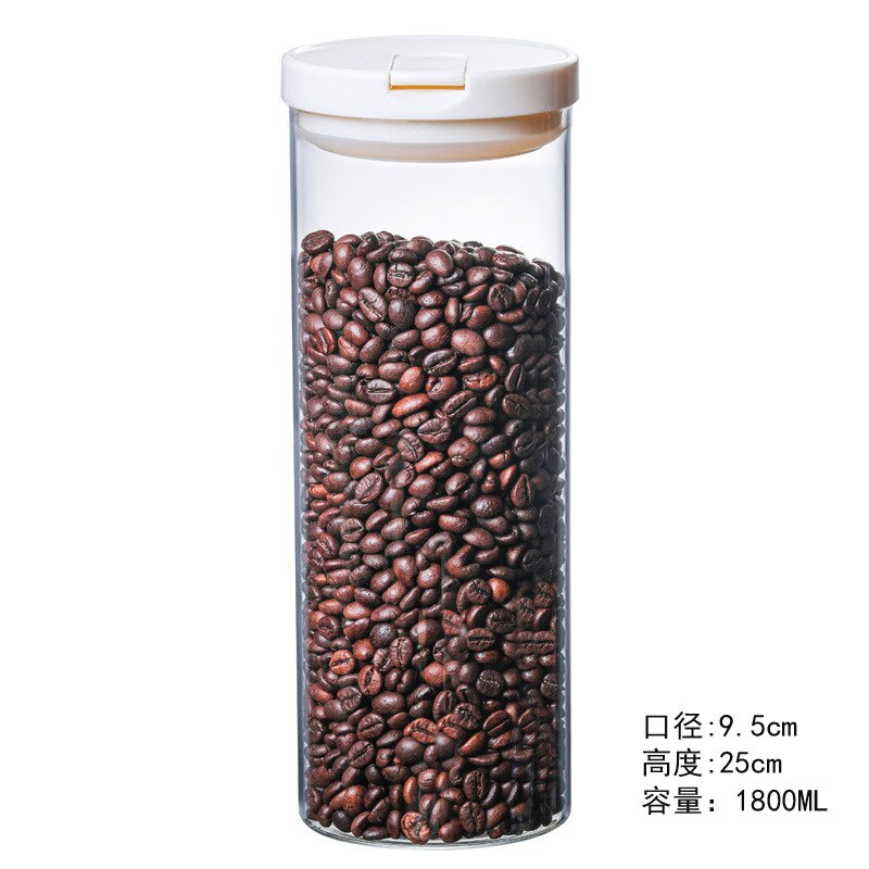 High borosilicate glass sealed jars for miscellaneous foods tea cans storage jars household storage bottles storage jars bottles: 95-250 (white cover)