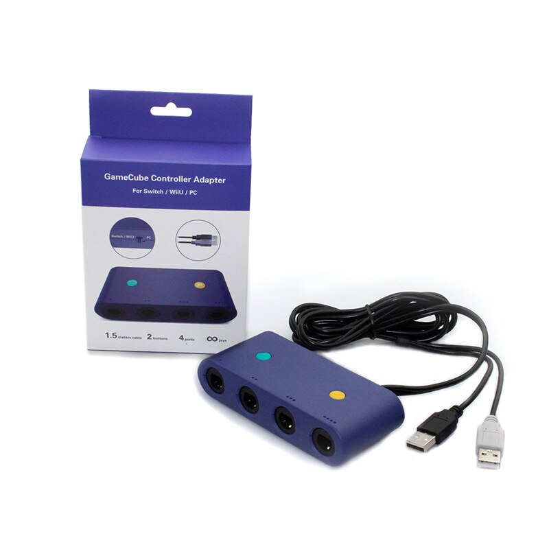 4 portar usb för gamecube controller adapter omvandlare 1.5m kabel 2 knappar för nintend switch/uwii & pc gamepad super smash bro