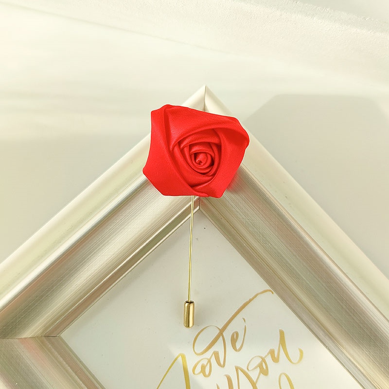 Alfileres Boutonniere para novio para hombre, ramillete de boda, broche para mujer, flores, rosas, ojal de seda para padrino de boda, accesorios para traje de matrimonio, graduación A: Rojo