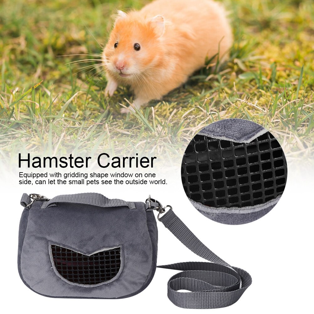 Bolsa de transporte de jaula de viaje para mascotas, bolso de franela para hámster, rata, plegable, portátil, bolso de viaje para dormir cálido para animales pequeños