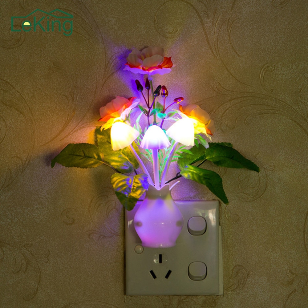 Lichtgevende Kleurrijke Granaatappel Bloem Nachtlampje Lila Lamp Sensor US Plug Paddestoel Bloem Plant Slaapkamer Bruiloft Decoratie