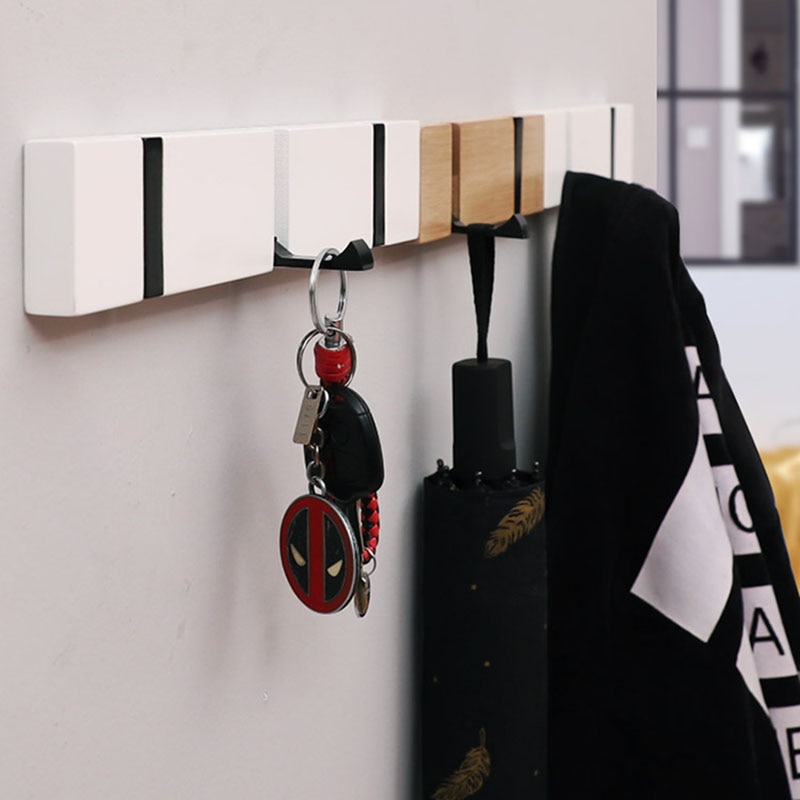 Hout Sleutelhouder Muur Verborgen Kapstok Kleding Hoed Organizer Sleutelhouder Kleerhanger Voor Badkamer Thuis Decoratie