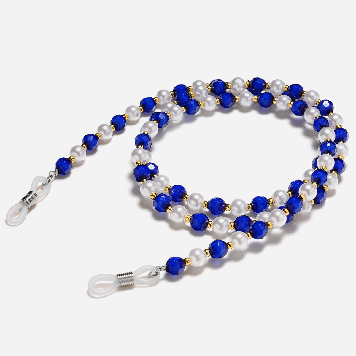 Solbriller perlehals lanyard snor briller solbriller halskæde kæde reb briller snor holder halsstrop reb: Blå
