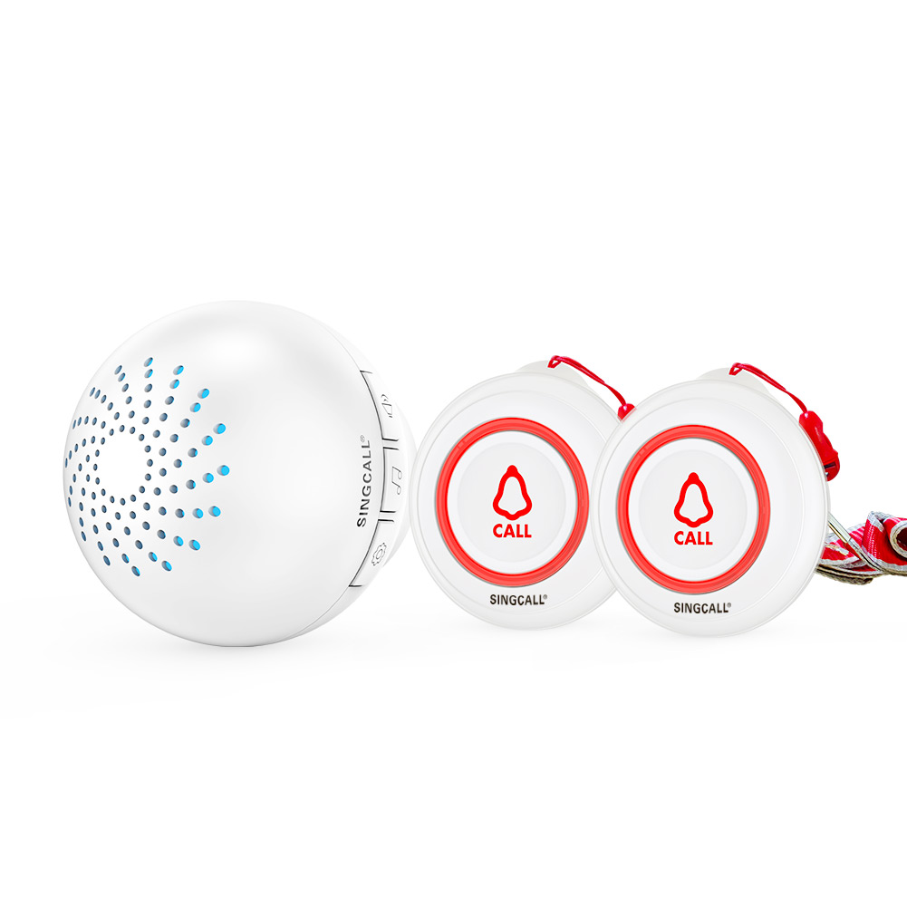 SINGCALL Wireless Caregiver Pager Smart Call System 2 SOS Call Buttons/Transmitter 1 Receiver Personal Attention System