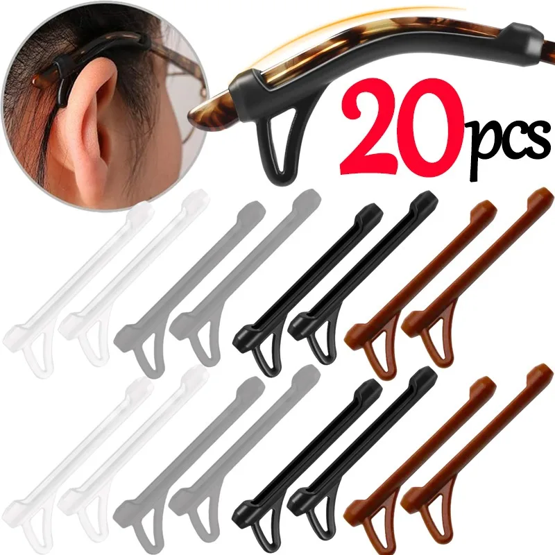 Crochet d'oreille antidérapant en Silicone, 2/20 pièces, poignée pour lunettes, bouchon de jambe, accessoires de fixation, pointe de tempe, support pour lunettes