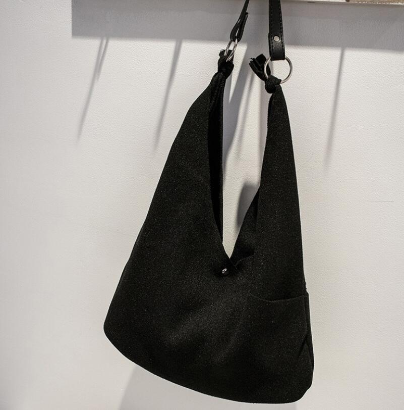 Herbst Winter neue Koreanische wolle tasche schulter tasche einfache murmeln und sohn: schwarz