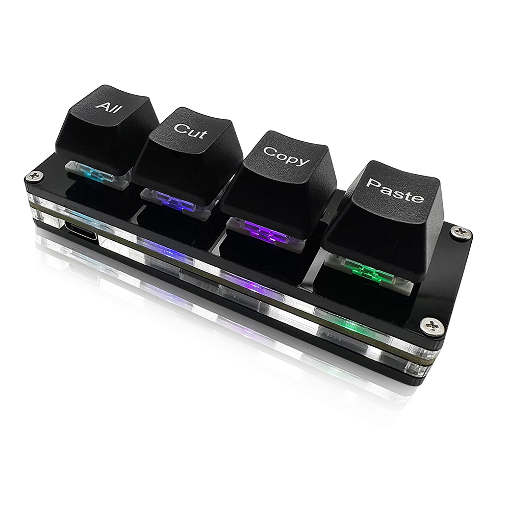 Mini 4 touches sélectionner tout coupé copier pâte Macro Pad Ctrl A X C V raccourci une main clavier rvb jeu clavier mécanique clé OSU: Black