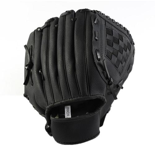 Guantes de béisbol de Softball para deportes al aire libre, accesorios de entrenamiento práctica de mano izquierda para jóvenes y adultos: Negro / S