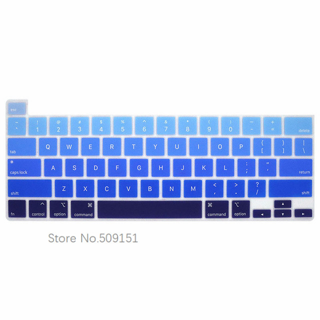 Housse de protection en Silicone pour MacBook Pro 16 pouces, couleur arc-en-ciel, Touch Bar et Touch ID A2141, pour clavier anglais et américain: Gradient Blue