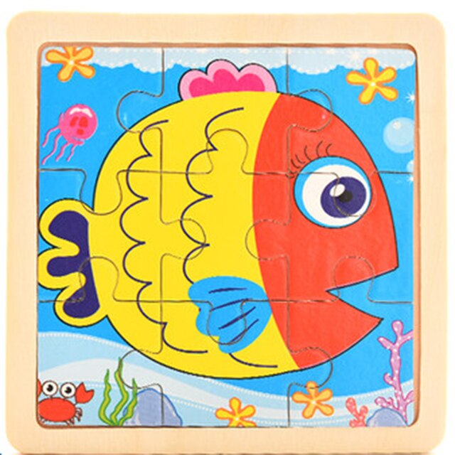 Giocattoli per bambini puzzle in legno puzzle 3D in legno animali da cartone animato per bambini/puzzle di trasporto giocattoli educativi: fish