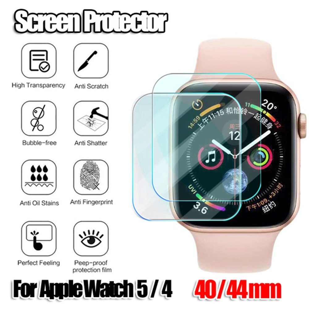 3D Gehard Glas Voor Apple Horloge 5 4 Screen Protector Op Iwatch 40Mm 44Mm Beschermende Glas Film hd Case Cover