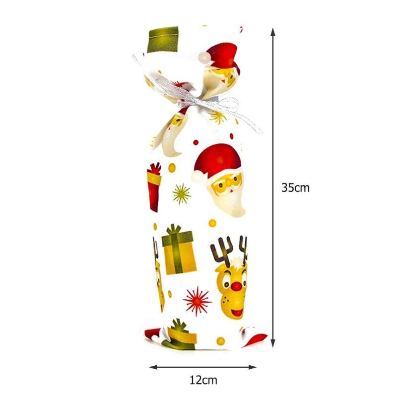Julevin flaske stofbetræk polyester bomuld fløjl flere prints år fest bord dekorativt ornament: D