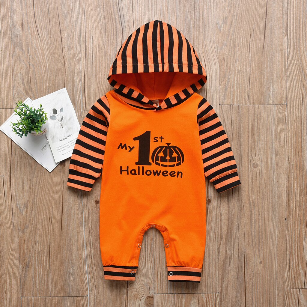 Baby Girls Boys Halloween Pumpkin Clothes Infant Romper Bodysuit Outfits 3m-18m Newborn Overalls Deguisement Halloween Bebe