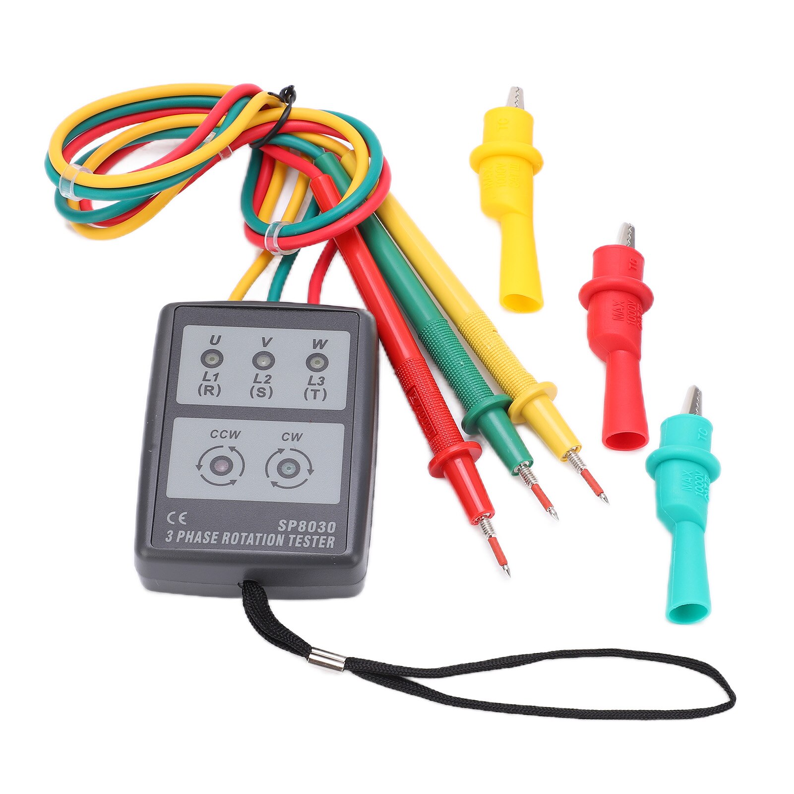 SP8030/SM852B 3 Phase Sequence Rotation Meter Compact Handheld Battery Free Industrial Phase Rotation Tester