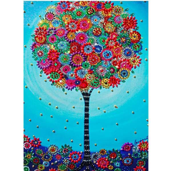 DIY 5D Shaped Diamond Painting Cartoon Landscape Tree 3D Picture Special Crystal Diamond Embroidered Child Christmas: Default Title